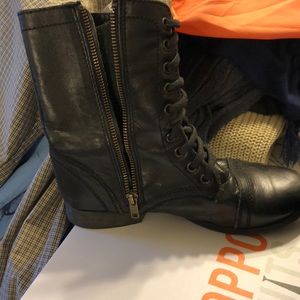 Black steve madden combat boots